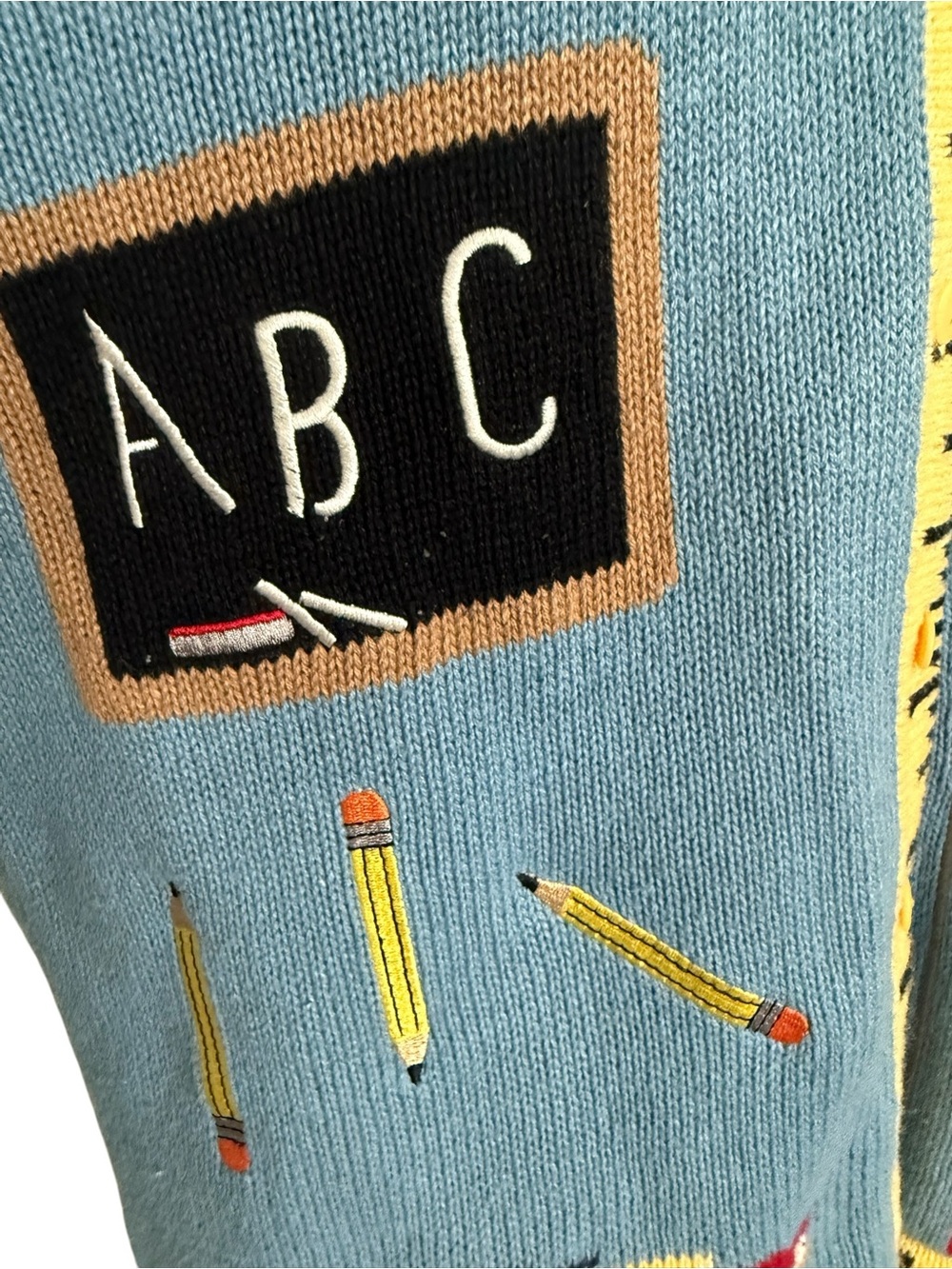 Vintage Quacker Factory Teacher Cardigan Novelty Knit Sweater - Ruler Trim - Picture 5 of 15